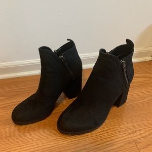 Bershka Faux Suede Side Zip Black Booties 8